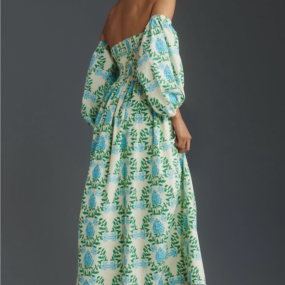 Anthropologie Green and Blue Floral Long Sleeve Dress - Picture 2 of 4